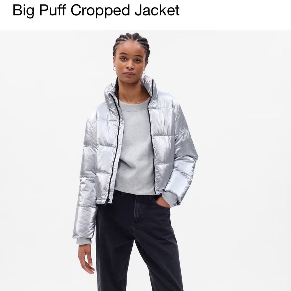 GAP Silver Puffer Jacket NWT